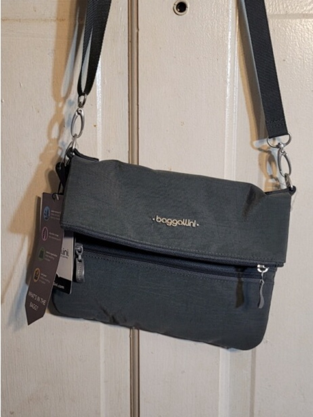 Baggallini Charcoal Gray Convertible Crossbody Messenger